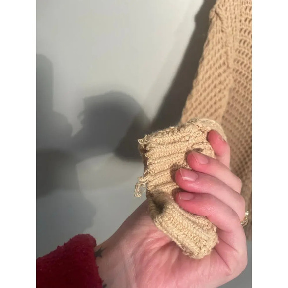 Free People Tan Open‎ Knit Slouchy Sweater - Picture 4 of 10